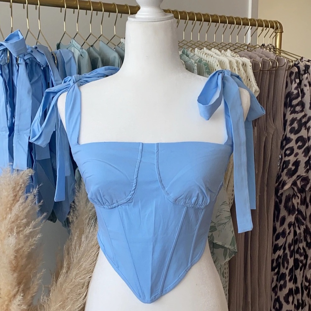 Blue Tie Corset Top